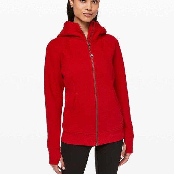 lululemon Scuba Hoodie Light Cotton Fleece Dark Red Size 4 - Picture 4 of 5